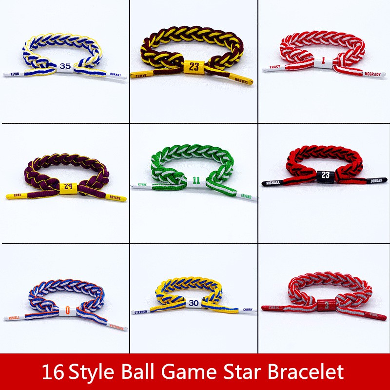 Gelang Bintang Basket 16 Gaya/ Gelang Tali Kepang / Tali Tangan Olahraga Mode