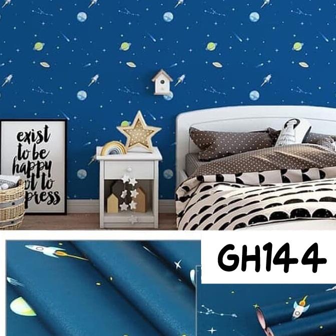 Wallpaper Stiker Motif Planet Wallstiker Ukuran 45 cm X 10 meter Wallpaper Dinding Kamar Tidur Aesth