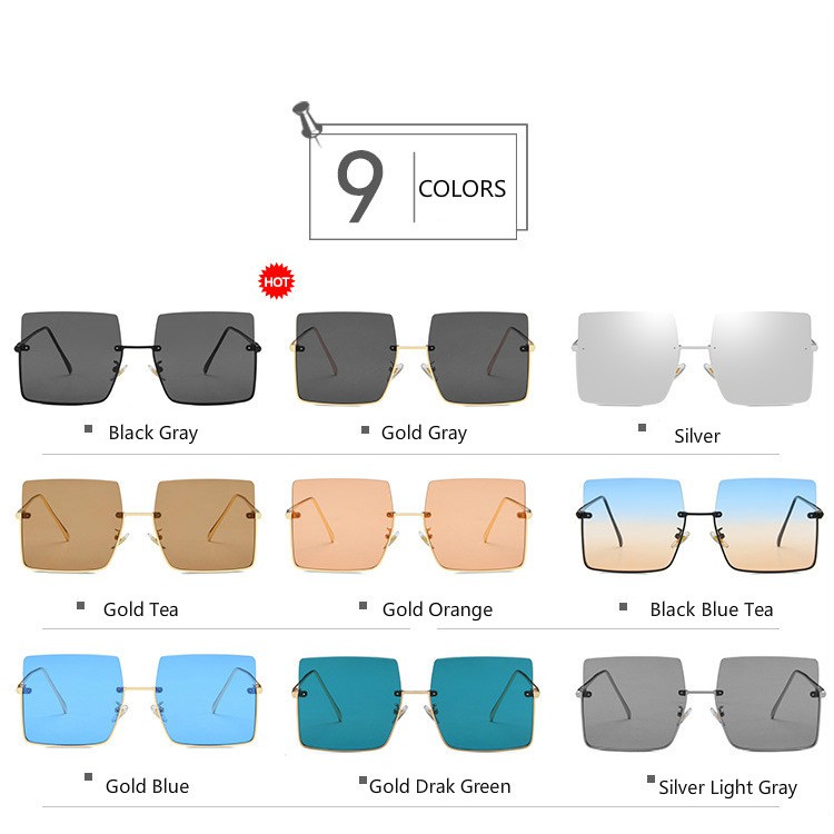 Kacamata Wanita Fashion Oversize Frameless Tanpa Bingkai Sunglasses