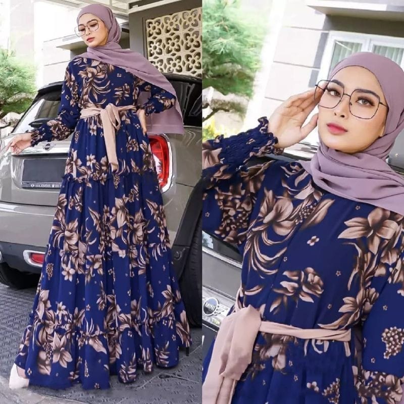 BAJU GAMIS MONALISA MOTIF BUNGA SEPATU TERBARU 2021ORI  / BAJU MUSLIM SYAR'I MOTIF BUNGA