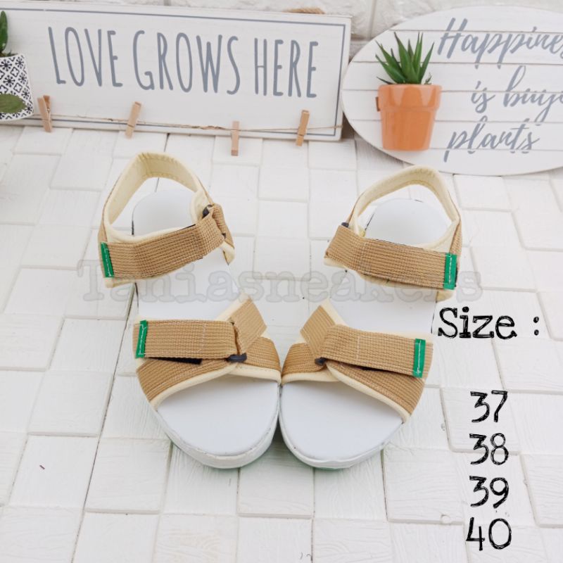 Sendal Wanita Korea Tali Gladiator Casual Sport Cream 37 38 39 40