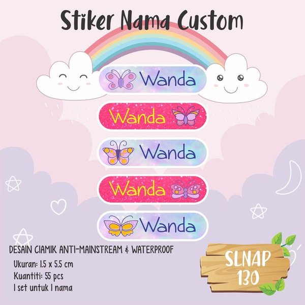 

Unik sticker label nama anak perempuan girl butterfly waterproof SLNAP-130 Berkualitas
