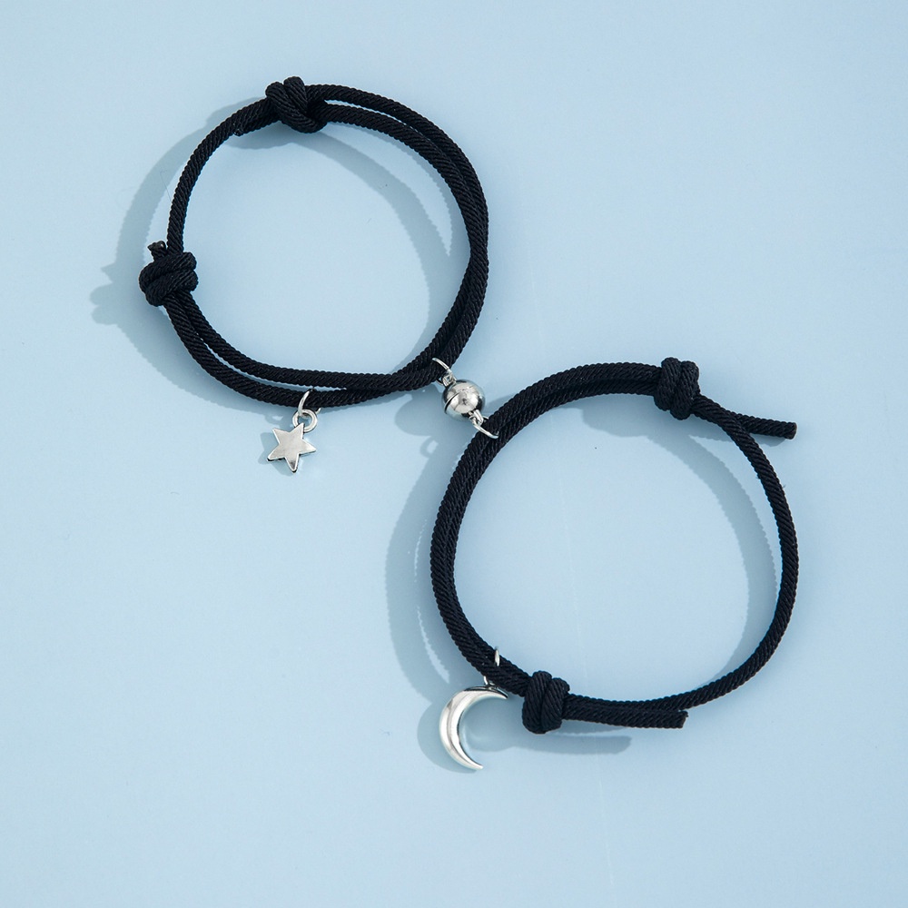 AZ208 Bracelet Couple Sepasang 2Pcs Gelang Pasangan Sahabat Cinta Bulan &amp; Bintang