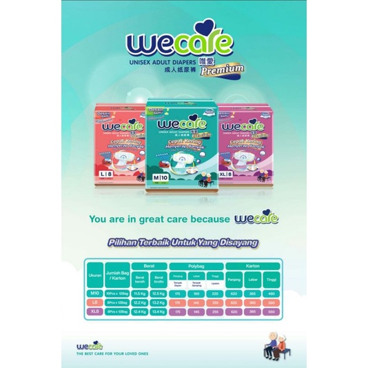 WECARE adult diapers PREMIUM M10/L8/XL8