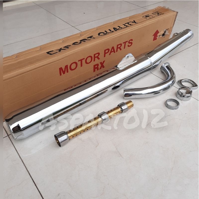 Knalpot Kenalpot Standar Rxking Rx King Full Set tinggal pasang saringan Kuningan Kualitas Ekport-2
