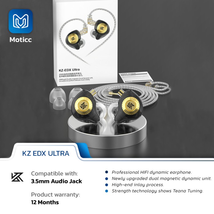 KZ EDX Ultra with Mic In Ear Earphone Bass HIFI Upgrade KZ EDX Pro - Hitam