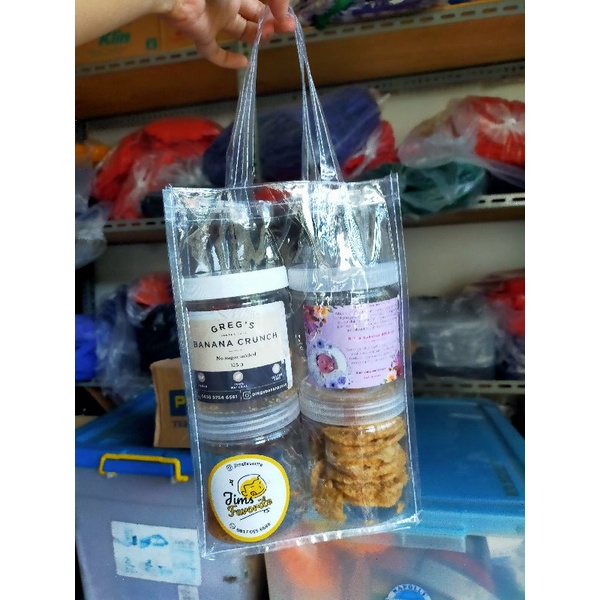 

Tas full mika transparant, goodie bag , TAS BOTOL KALE PROMOSI , tas hampres kue kering ,tas mika