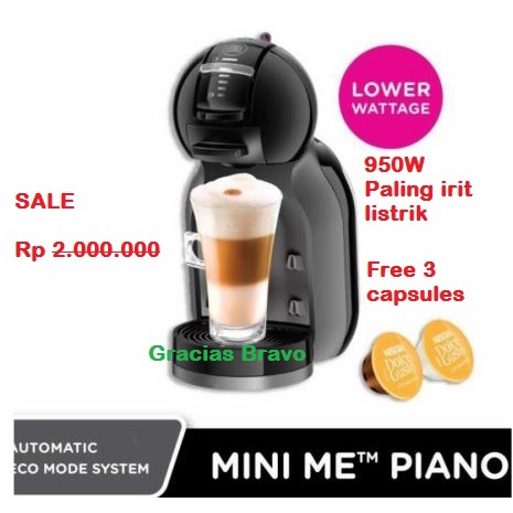 nescafe dolce gusto mini me lower wattage 950w  paket dgn capsul kopi  automatic coffee maker  piano