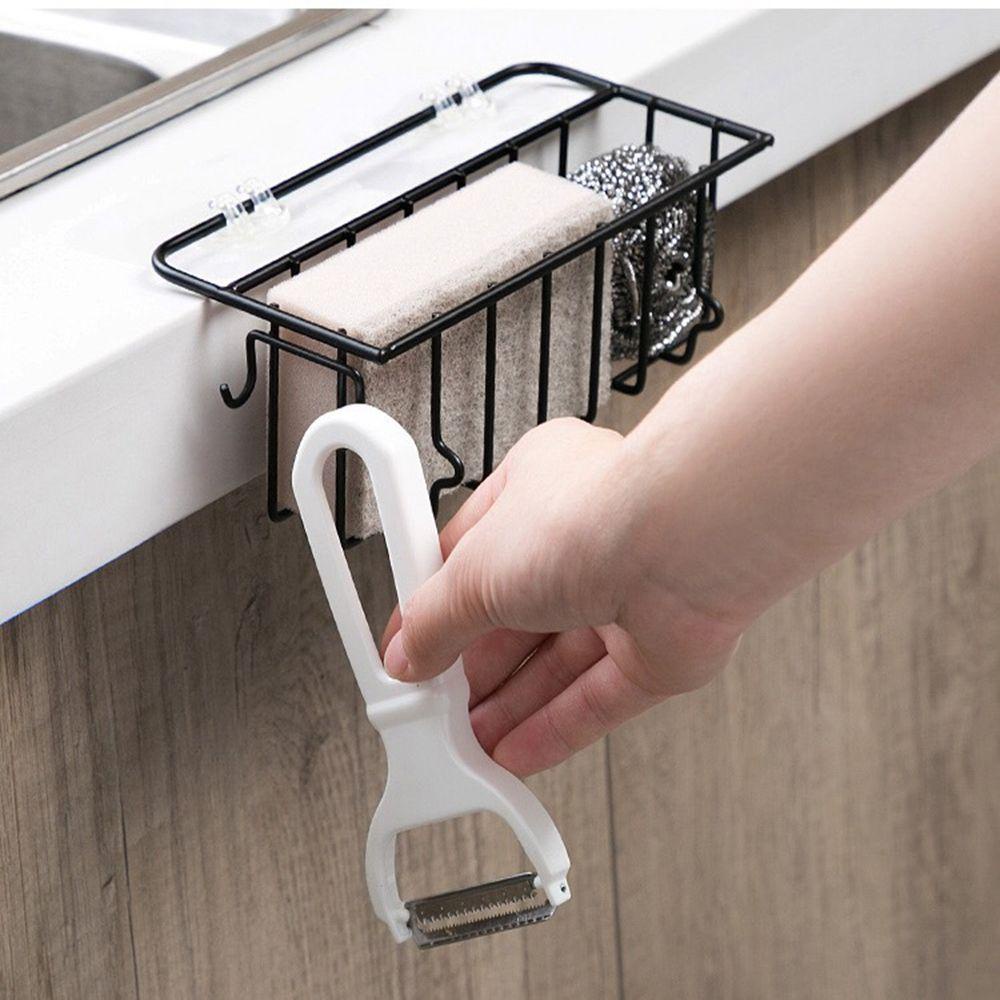 [Elegan] Holder Spons Sponge Drain Besi Aksesoris Wastafel Dapur Non-Marking Dinding Wastafel Organizer