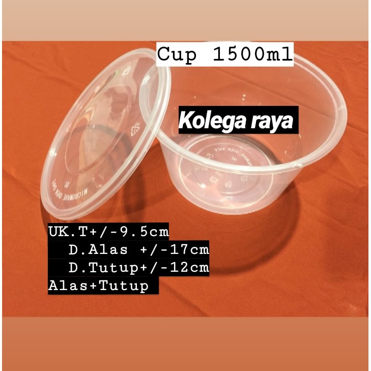 Kotak Makan Thinwall Plastik  OTB 1500ML Model Bowl Mangkuk Isi 25PCS