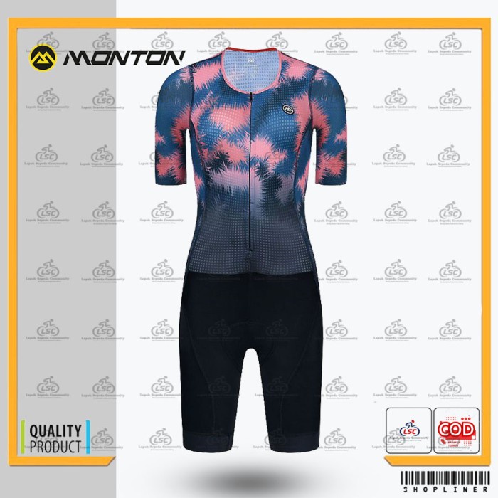 SKINSUIT SEPEDA MONTON WOMEN URBAN YUME CORAL CYCLING JERSEY ROADBIKE - S