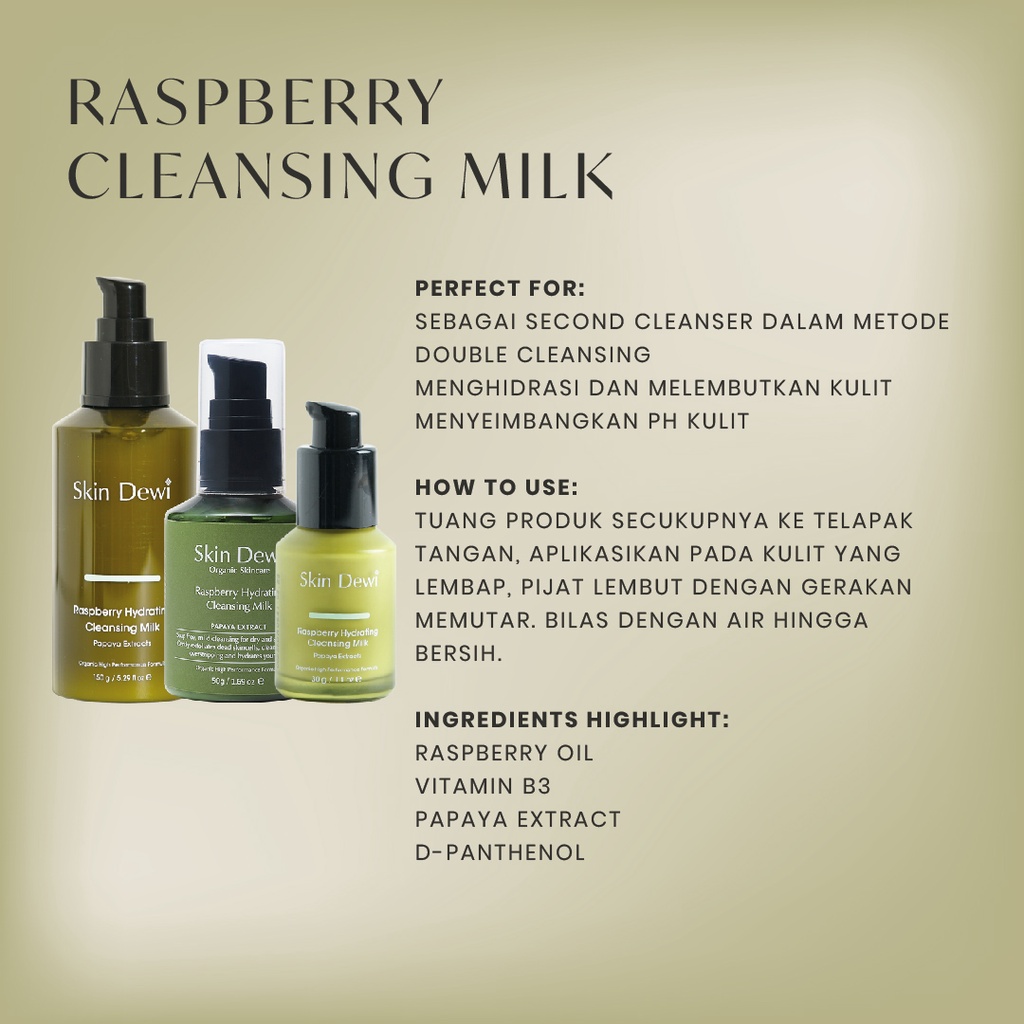 Skin Dewi Raspberry Cleansing Milk 30 g (Skincare Organic)-2