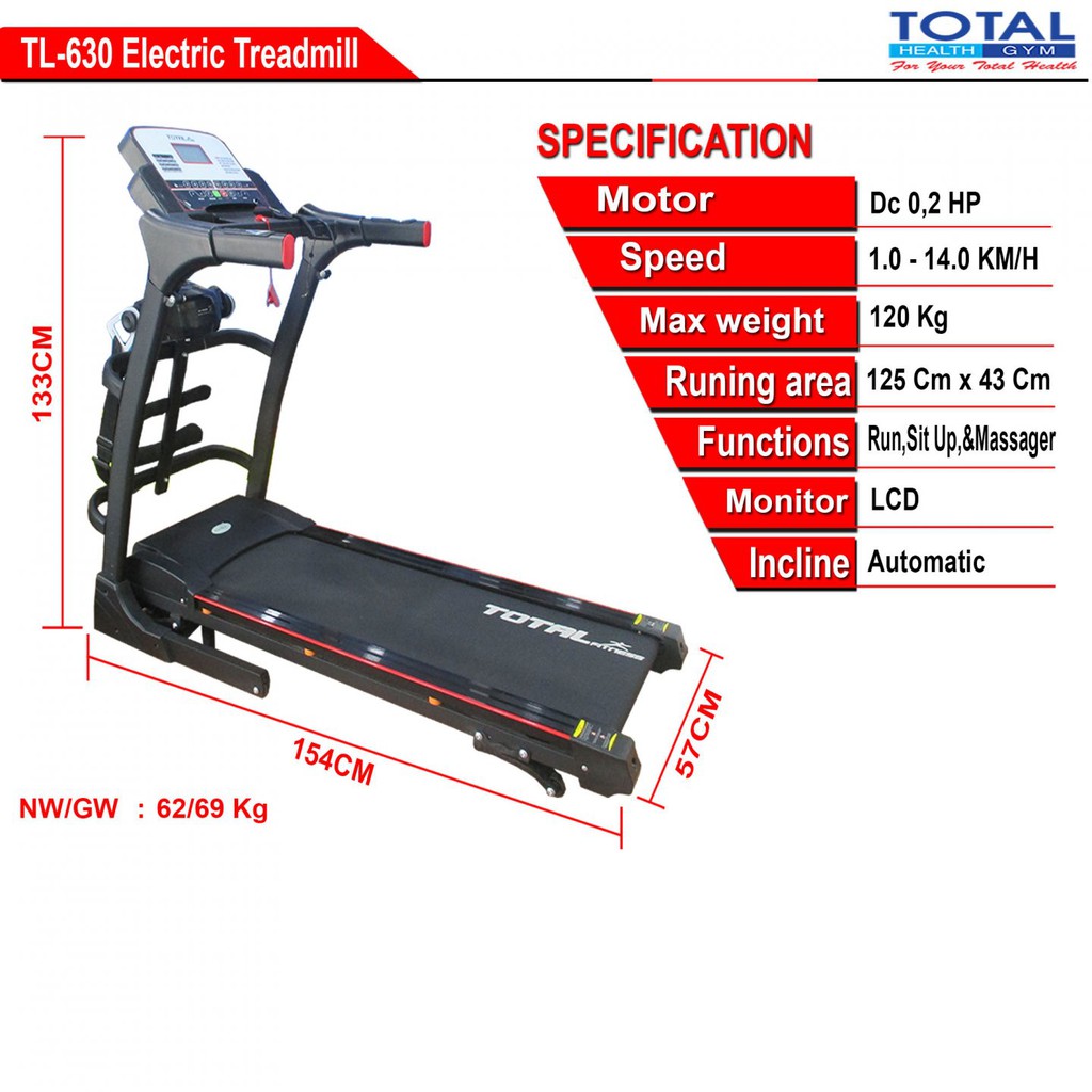 Treadmill Elektrik TOTAL TL-630 - AUTO INCLINE