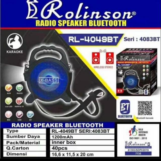 Radio Speaker Portable SERI:4083BT bluetooth  MP3 Pinggang gagang gantung ROLINSON