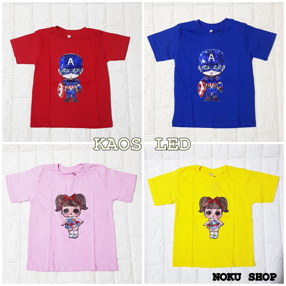 Baju Anak LED / Kaos Anak Lampu Kelip-Kelip / Kaos Superhero LOL