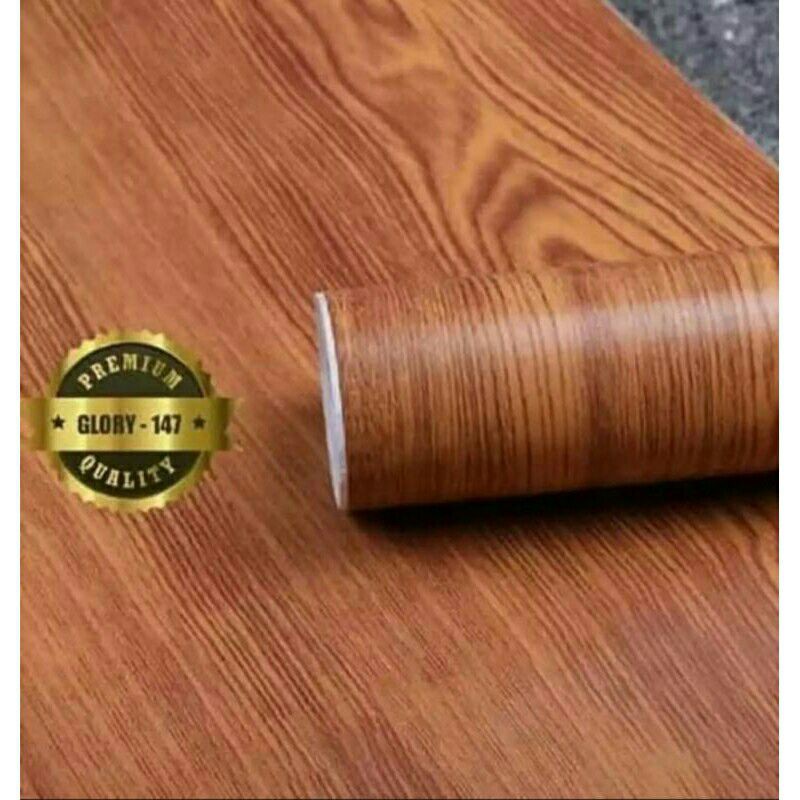 WALLPAPER STICKER DINDING MOTIF SERAT KAYU JATI