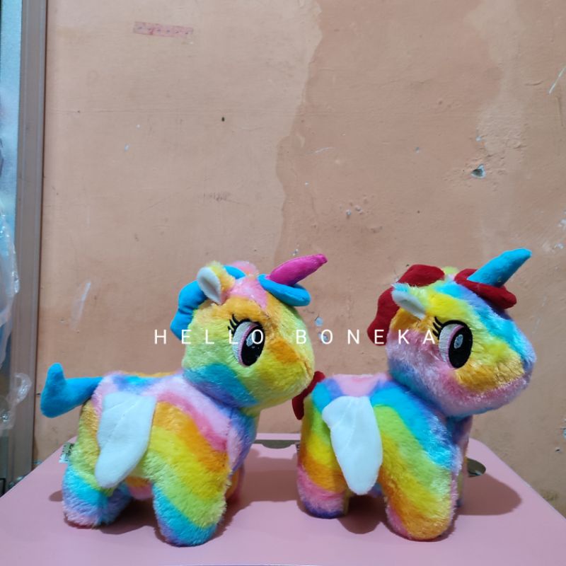 Boneka Kuda Pony Unicorn Rainbow Bertanduk Soft Doll Little Poni Lucu Bahan Halus Lembut