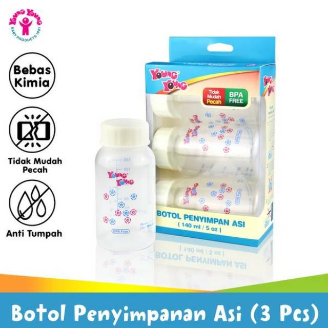 ♥BabyYank♥ YOUNG YOUNG BOTOL PENYIMPAN ASI 3PCS/ BOTOL SUSU ASI BPA FREE