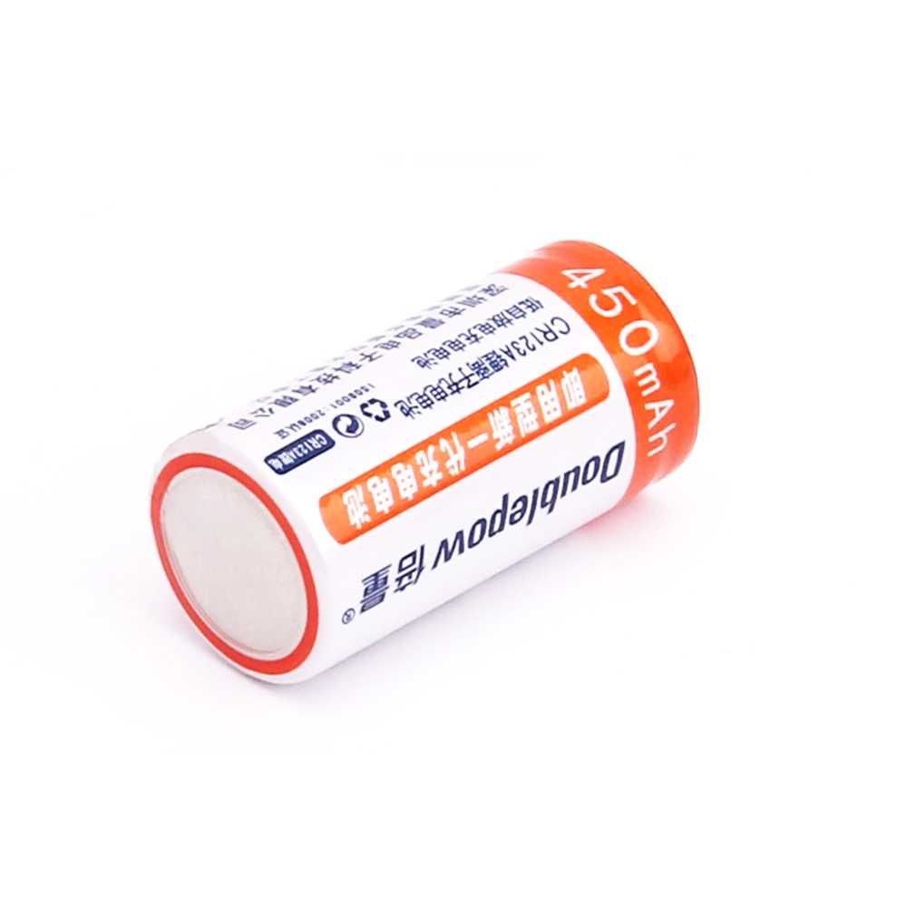 Baterai Isi Ulang Doublepow CR123A Li-Ion Rechargeable 3V 450mAh 2PCS Batre Berkualitas Tahan Lama