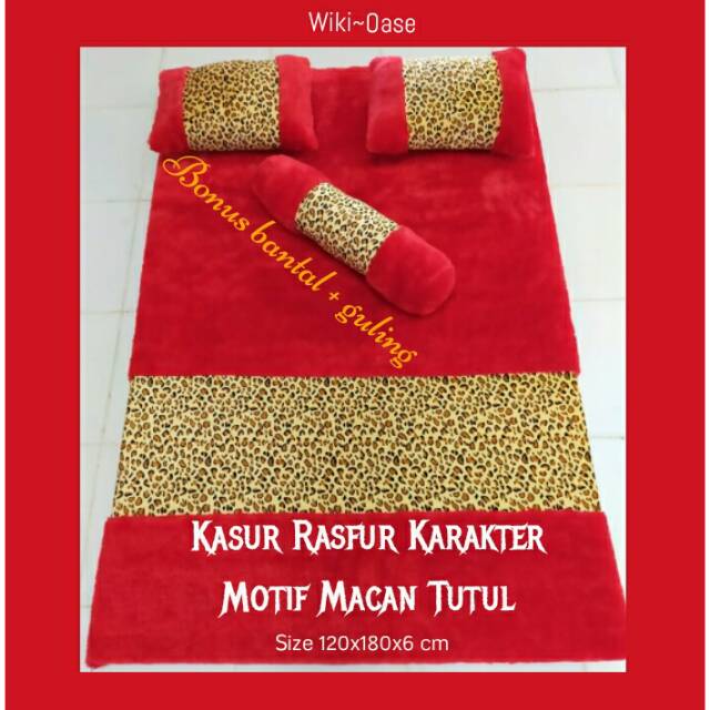 KASUR RASFUR KARAKTER MOTIF MACAN TUTUL MERAH / KASUR MATRAS LIPAT LANTAI BULU MURAH