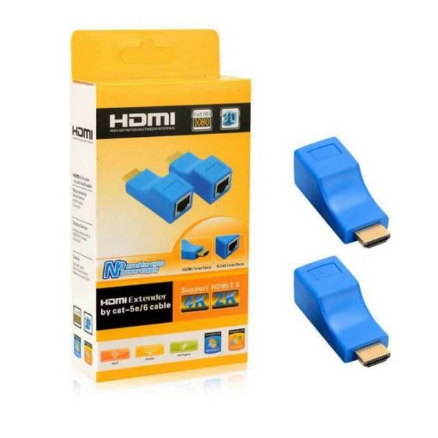 Jual Adapter RJ45 Female to HDMI Male - HDMI Extender by LAN Cable ...