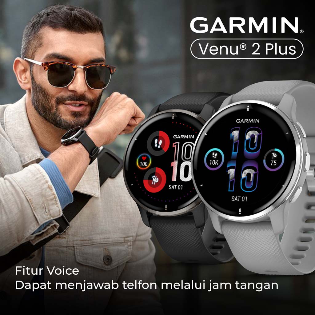 Garmin Venu 2 Plus Stainless Steel Bezel Garansi TAM 2 Tahun