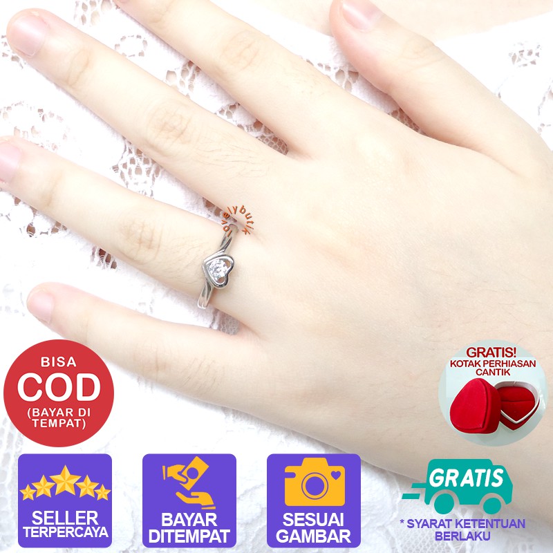 Lovelybutik Cincin Titanium Anti Karat Lil1 Cincin Wanita Titanium Model Permata Love