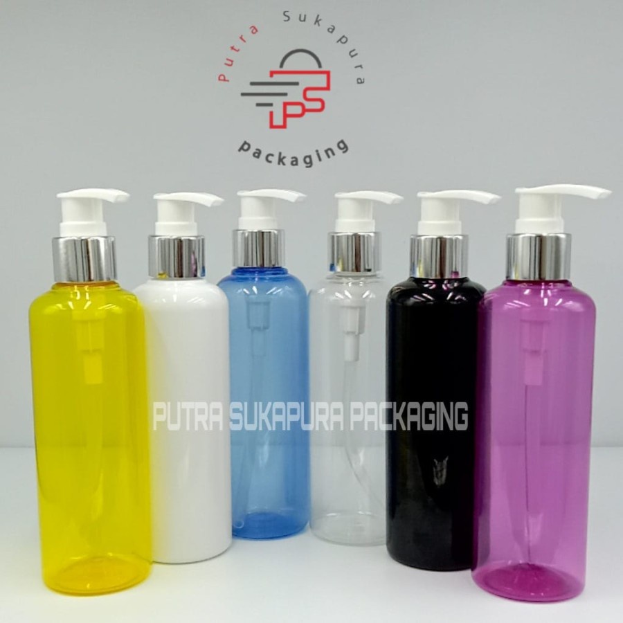 Botol pump 250ml tutup pump silver / Botol plastik 250ml / botol sabun cair mewah / Botol pump lotio