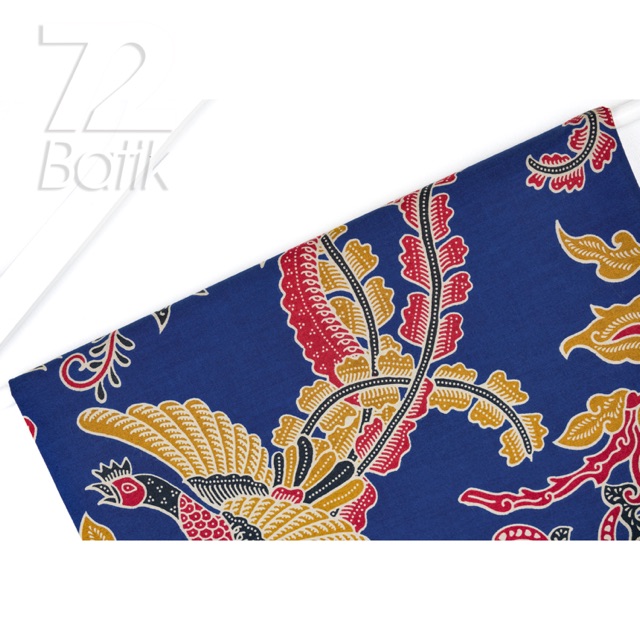 KAIN BATIK KATUN Premium Motif Burung Warna Biru Kuning Merah 728452 Cap 72 Jarik Jarit Samping Kebat Panjang Batik Katun Modern Premium Bahan Seragam Batik Pernikahan Kantor Keluarga Murah Kamen Jadi Batik Bali Lembaran