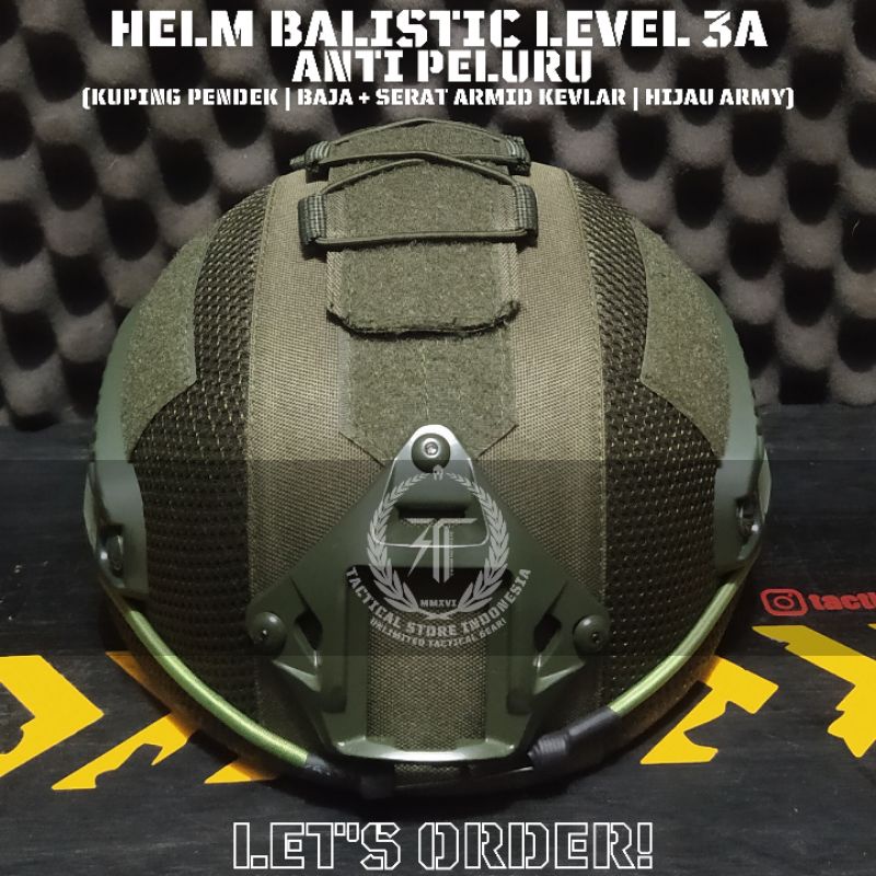 EXCLUSIVE HELM TACTICAL BALISTIC BALISTIK LEVEL 3A (Anti Peluru) Dengan Lapisan Serat Kevlar (Helm Kevlar)