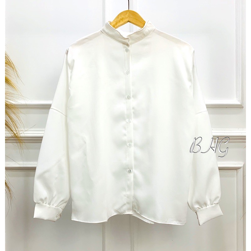 1 KG 6 PCS | RUFI KEMEJA LENGAN BALON /  ATASAN WANITA / JUMBO / KEMEJA WANITA / DEALOVA-RUFI PUTIH MOSCREP