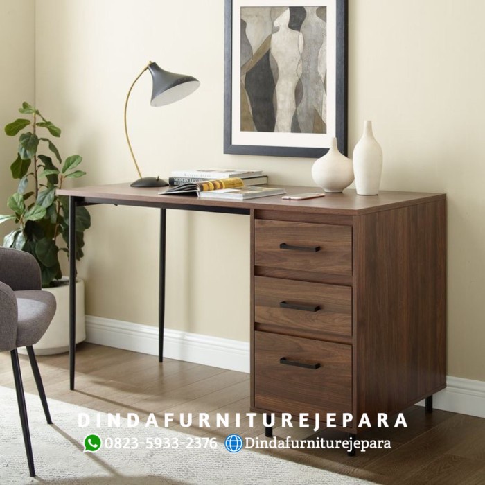 MEJA KERJA INDUSTRIAL - MEJA KERJA JATI X BESI - MEJA KERJA MODERN