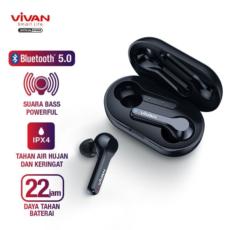 Headset Wireless Bluetooth Headset Earphone TWS Vivan Liberty T200 W