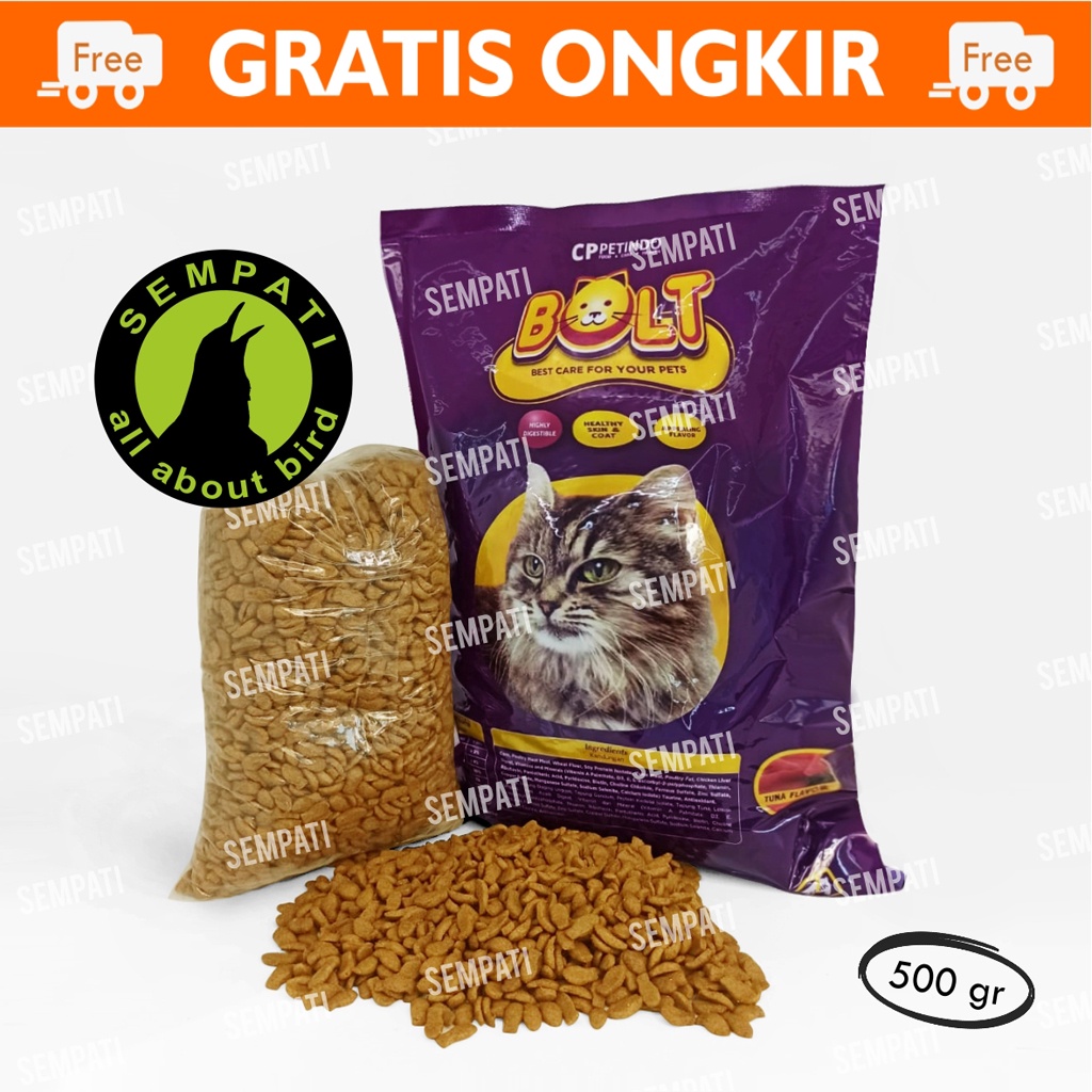 BOLT Makanan Kucing Bolt Tuna bentuk ikan 500 gram Makanan Kucing Bolt Tuna Cat Dry Food Pakan Kering Kucing Rasa Tuna Makanan Kucing Kering Bolt Tuna Fish Catfood Bolt