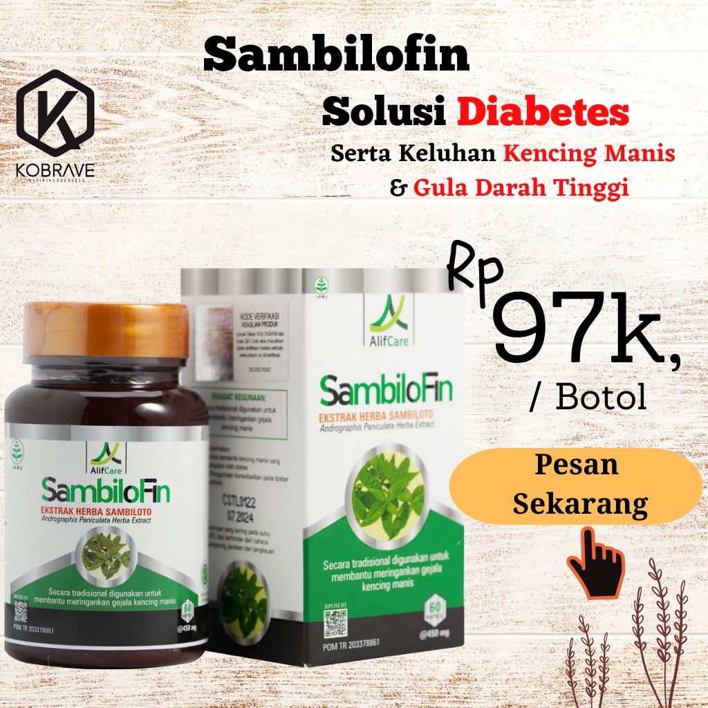 SAMBILOFIN Kapsul Eksrak Sambiloto Obat Herbal Diabetes Gula Darah Tinggi