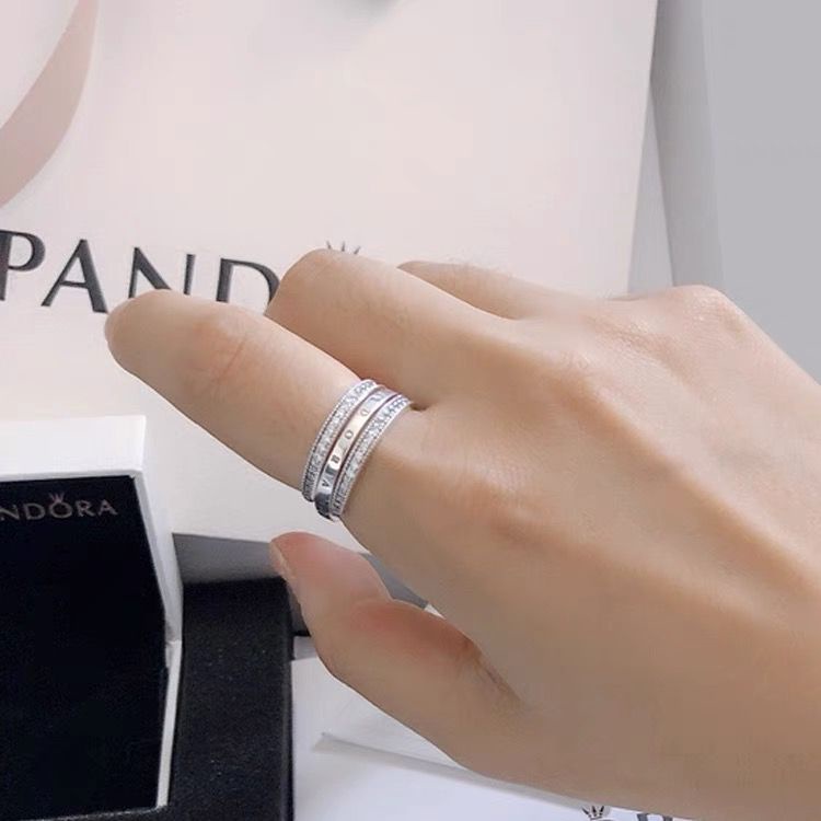 Pandora Cincin 925 Silver Hias Kubik Zirkon Berlian Untuk Wanita