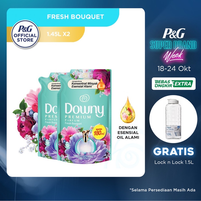 Downy Pelembut Pewangi Pakaian Freshbouquet 1.45Lx 2 -Free Botol Minum #98