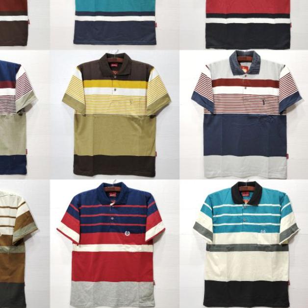 ☟ Kaos Kerah Salur Saku Pria Dewasa Lengan Pendek adriano allsize XL ✽