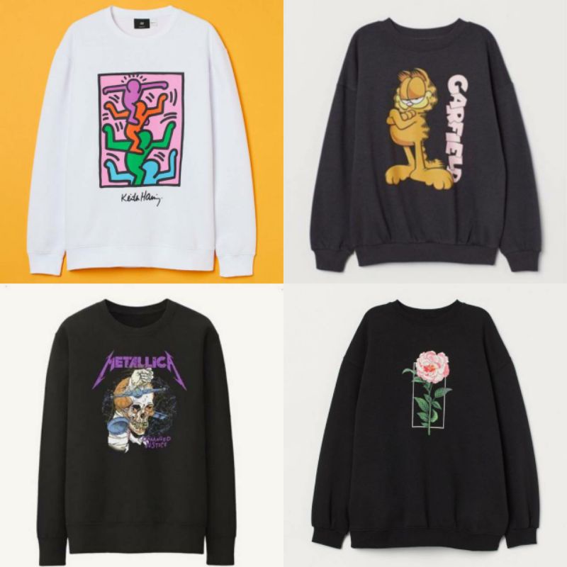 SWEATER / CREWNECK H&M 100% ORIGINAL KEITH HARING / SHAWN MENDES / GARFIELD / METALLICA JUSTICE