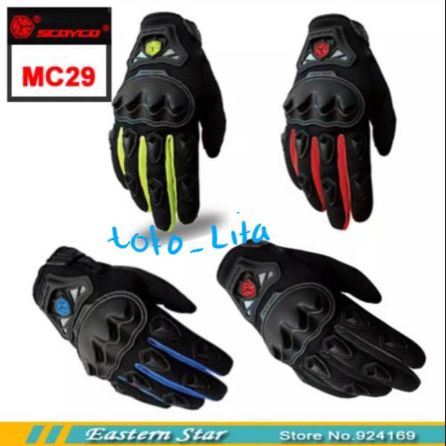 Sarung Tangan Scoyco MC29 Full MC-29 Full (Gloves Scoyco MC29 Full) Banyak Warna