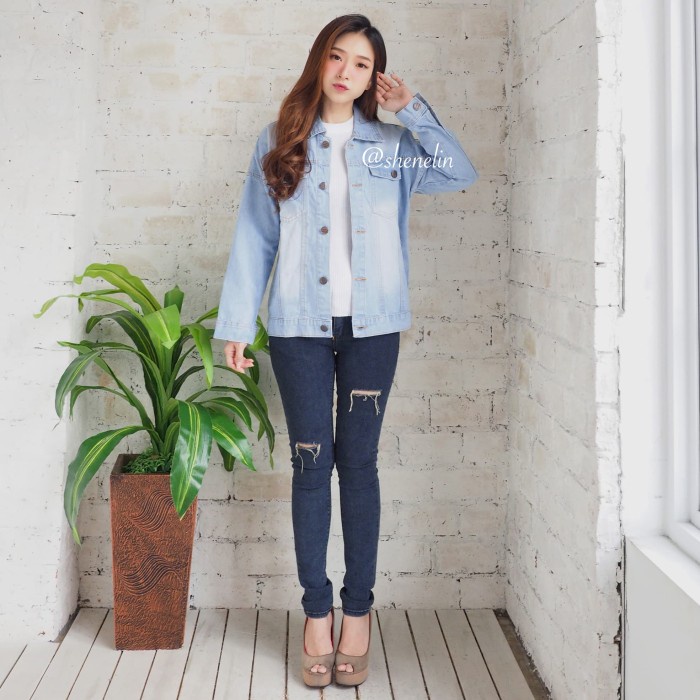 Promo jaket jeans bershka wanita oversize high quality Nih