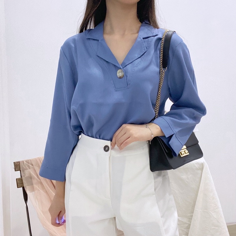 SINA Blouse Kantor Kerah / Atasan Wanita Casual / Blus Kerja Korea 0362