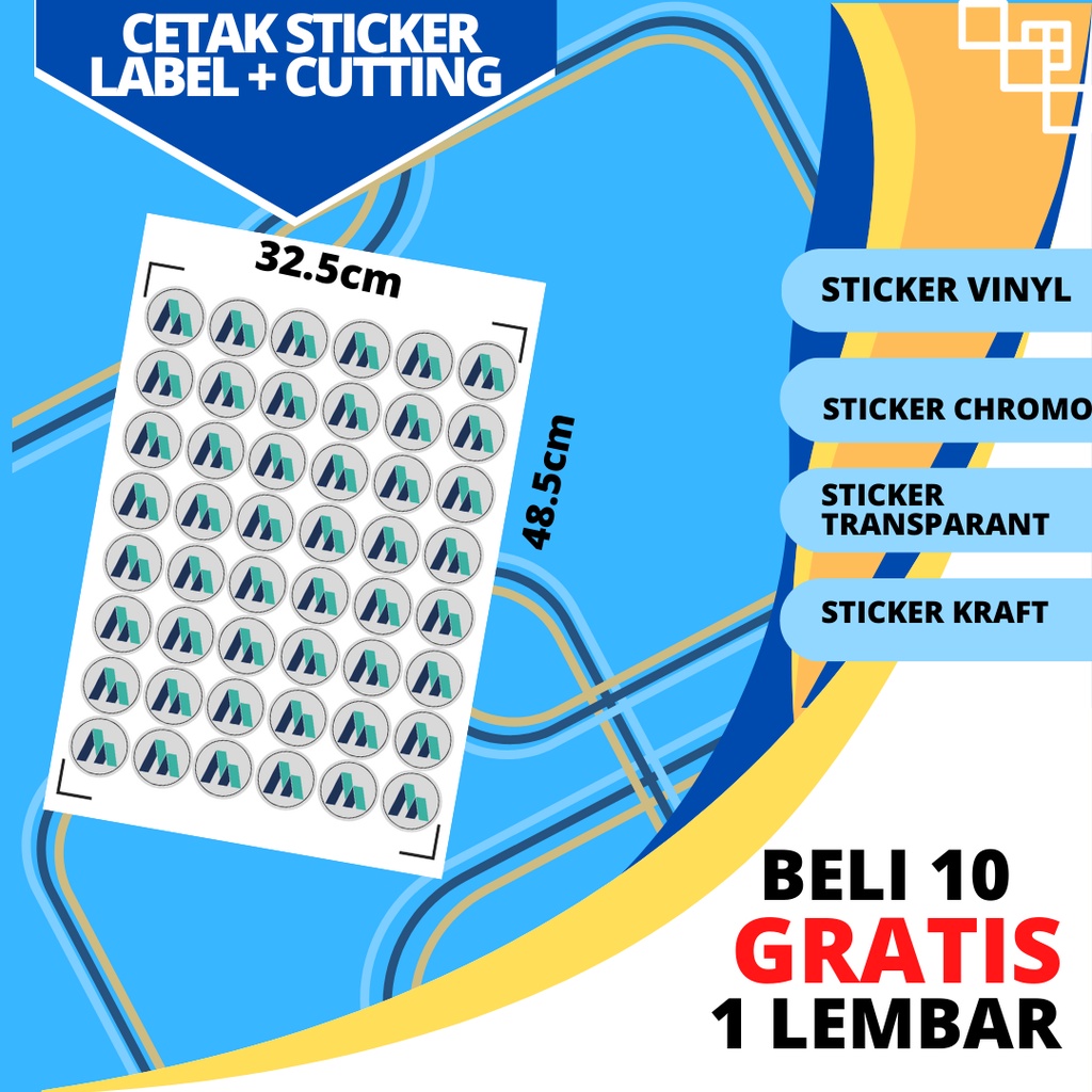 

CETAK STICKER CHROMO A3+ / LABEL KEMASAN /LABEL MAKANAN + CUTTING KISS CUTT