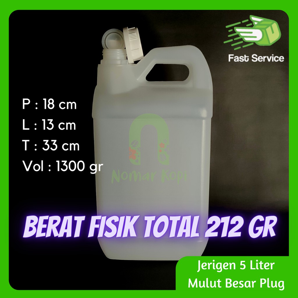 Jerigen 5 Liter Dirigen 5 Liter Mulut Kecil Plug Tutup Press Luar HDPE 210gram