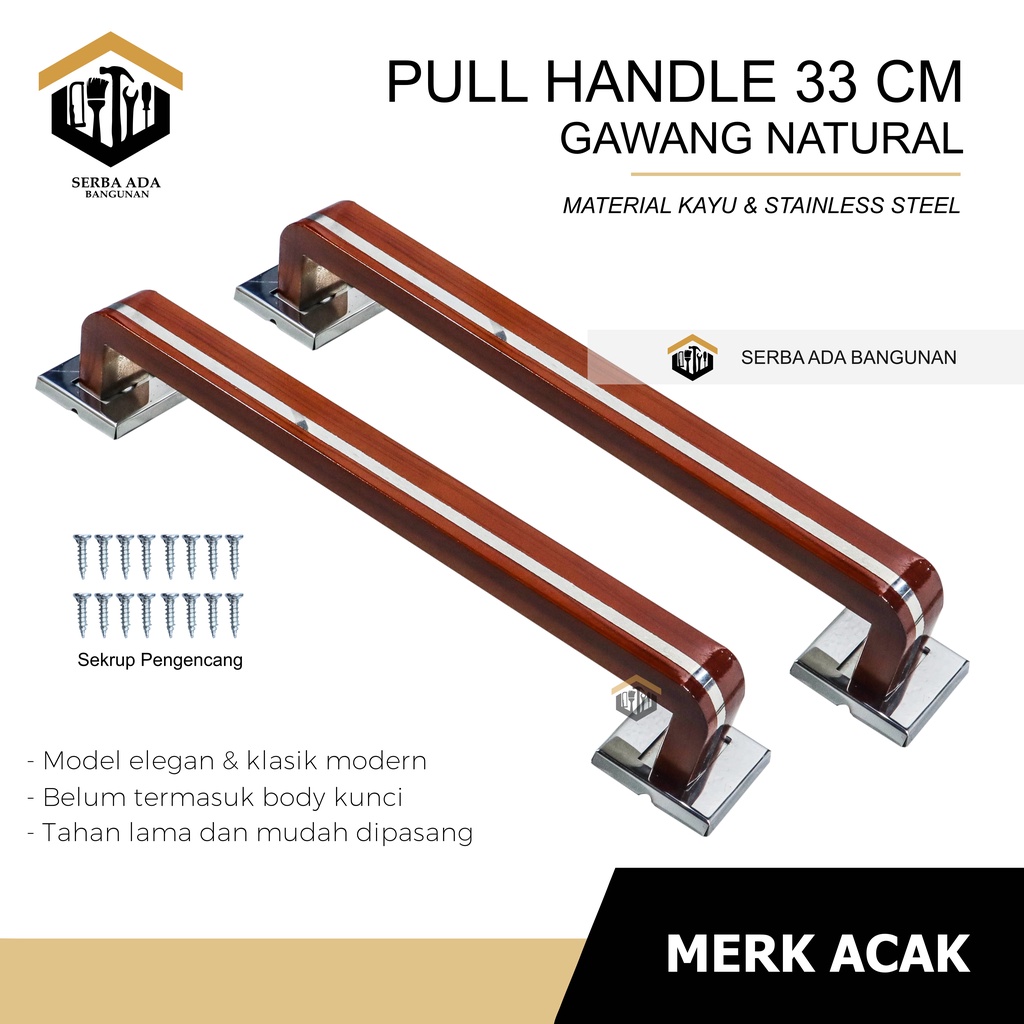 HANDLE PINTU TARIKAN PULL ( GAWANG NATURAL STAINLESS 33 CM ) PINTU DORONG UTAMA ROLLER KIPAS GAGANG)