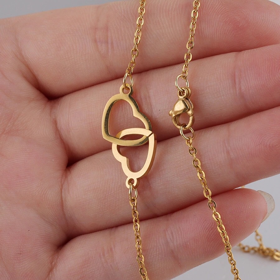 Kalung Rantai Bahan Titanium Steel 18k Gold Cubic Zirconia Hypoallergenic Adjustable Untuk Wanita