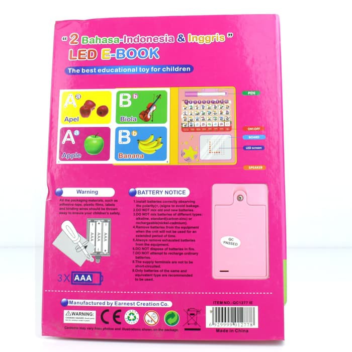 Mainan Edukatif LED E-Book Dua Bahasa (Ind-Eng) dari 7L-4