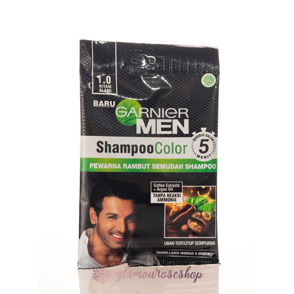 Garnier Men Shampoo Color Sachet Pewarna Pria Semudah Shampoo 10ml + 10ml Shampoo Penutup Uban