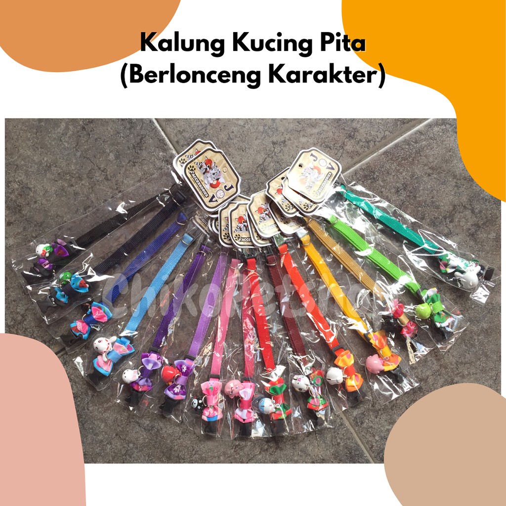 Kalung Pita untuk kucing { Lonceng Karakter } kalung pita kucing