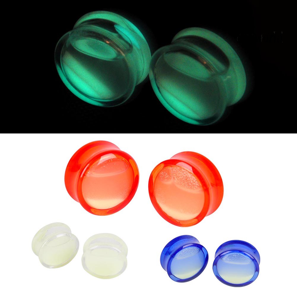 OW@ Luminous Ear Expander Tunnel Plug Stretcher Women Anti Allergy Acrylic Jewelry